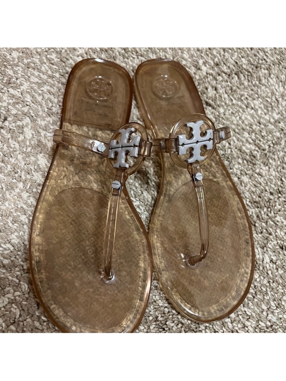 Tory Burch Miller Jelly Thong Sandals in Transparent Brown size 8